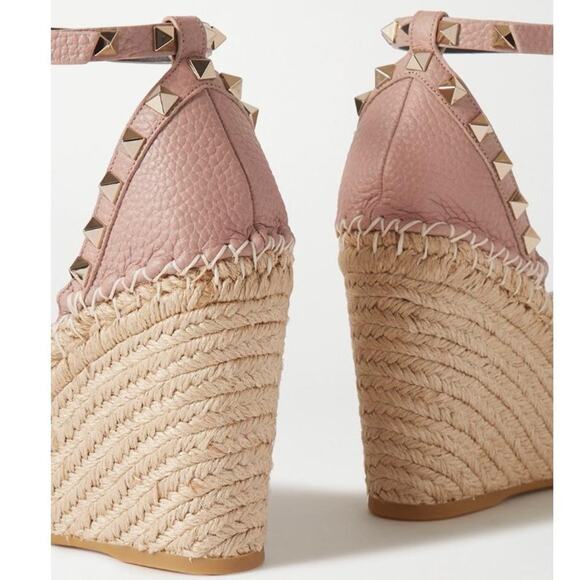 VALENTINO GARAVANI Rockstud 105 leather espadrilles wedges sandals - Picture 4 of 4